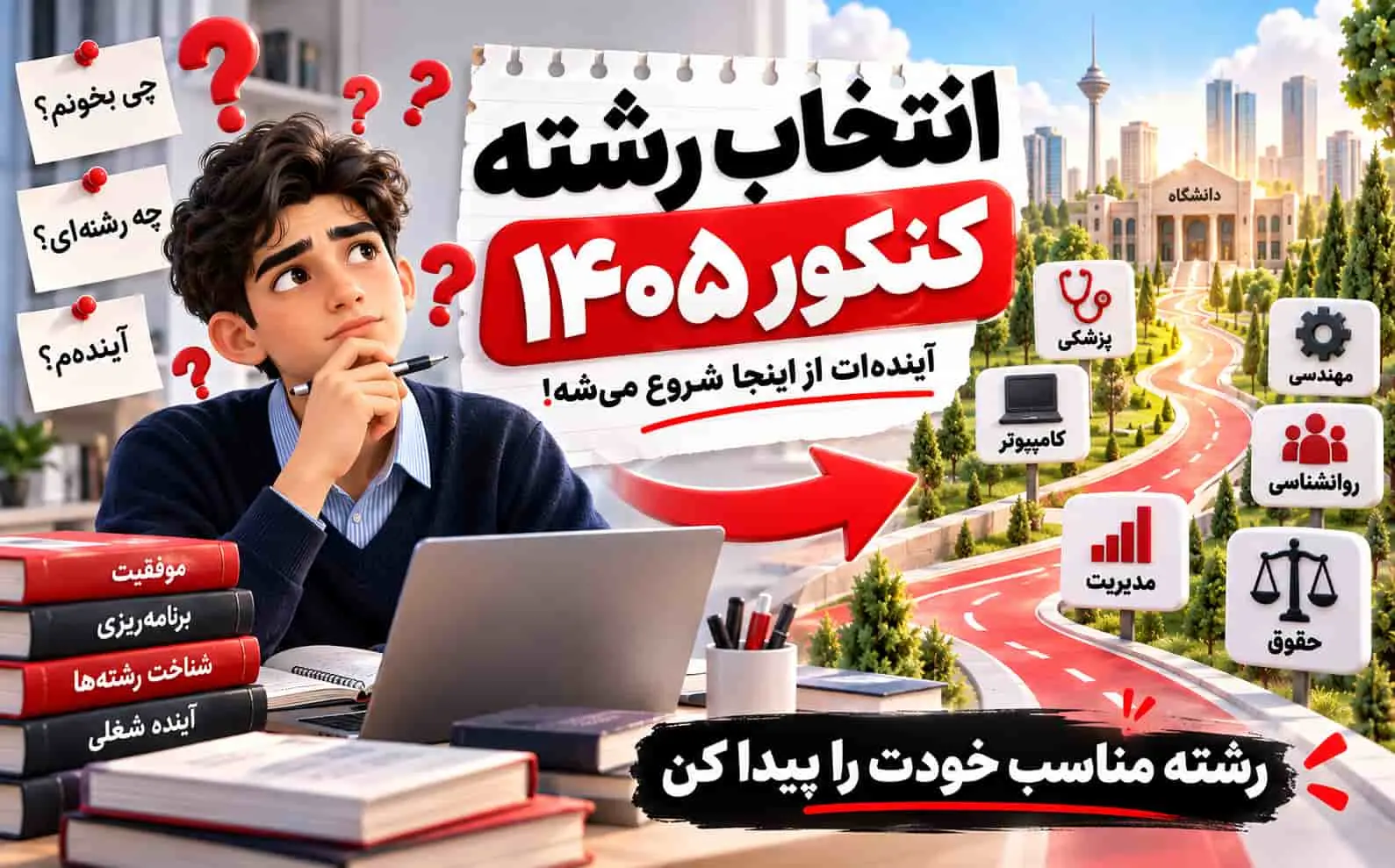 انتخاب رشته کنکور 1405 | راهنمای شناخت رشته‌ها، بازار کار و آینده شغلی